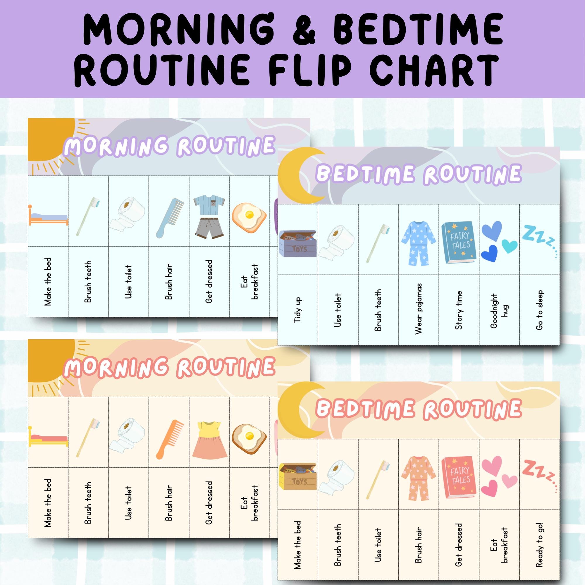 Kids Daily Routine Flip Chart, Toddler Reward Chart for Easy Schedules ...