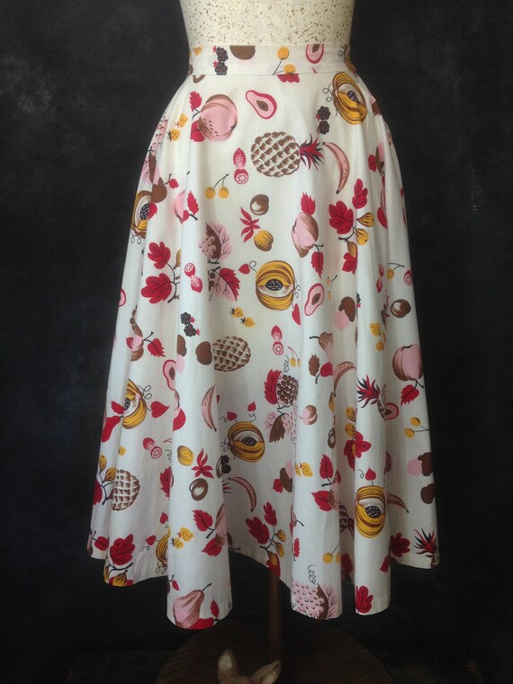 Vintage 1950's novelty fruit print circle skirt re