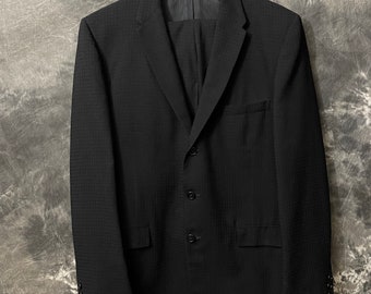 Vintage 1950’s black check 3 button men’s suit 31" waist