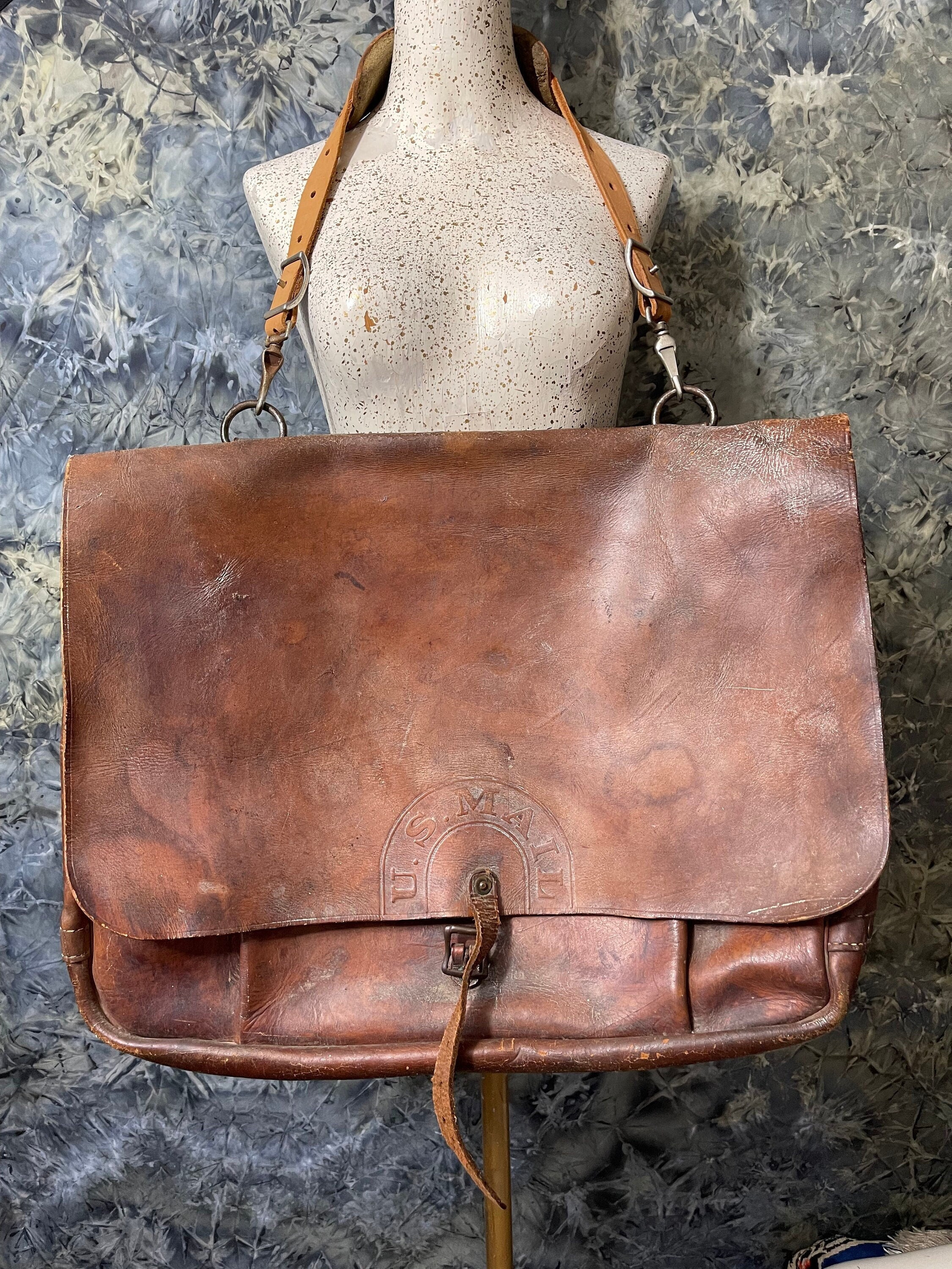 p*7様 60s US.MAIL leather Usps Vintage Postal Bag Leather Bag Usps Mail Carrier Bag Usps
