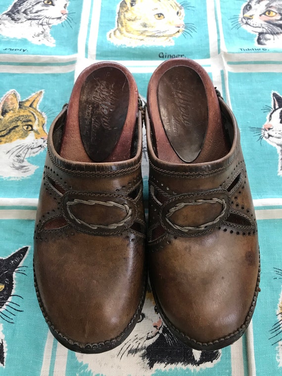 Vintage 1970's brown clogs Alfiero Alaccanti US 9