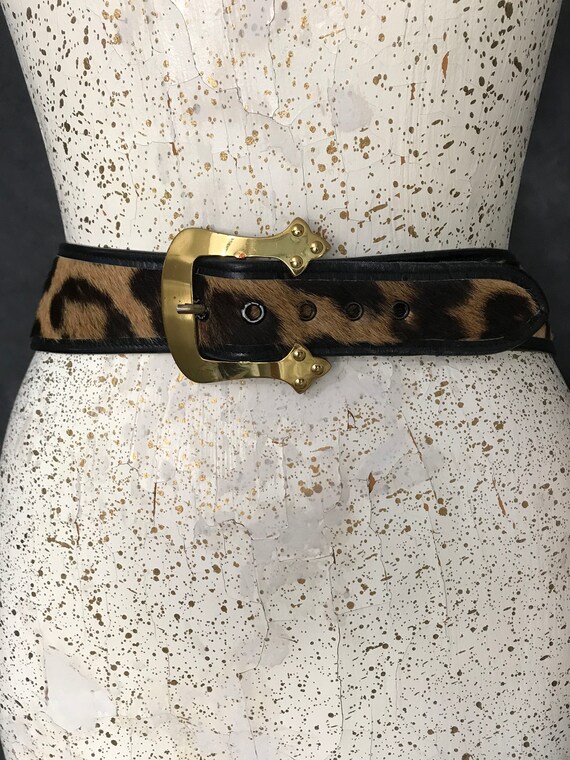1950's Leopard print fur belt