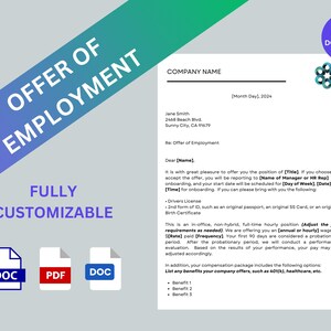 OFERTA DE EMPLEO // Carta de oferta / Nueva plantilla de oferta de trabajo / Nuevo empleado / Documentos de RR.HH. / Contratación / Reclutamiento / Nuevo empleado