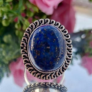 Anello con lapislazzuli blu, anello con pietra preziosa lapislazzuli blu, argento sterling 925, anello fatto a mano, anello importante, regalo con pietra portafortuna per anello