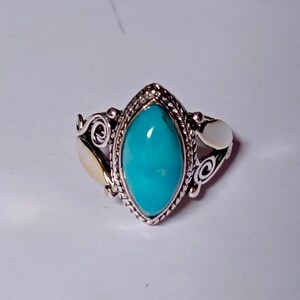 Handmade Turquoise Ring: 925 Sterling Silver Oval Stone, Dainty Design