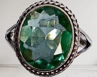 Oval Emerald Ring: Handmade 925 Sterling Silver Jewelry