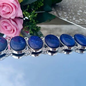 Lapis Lazuli Bracelet: Handmade 925 Sterling Silver Gemstone Jewelry