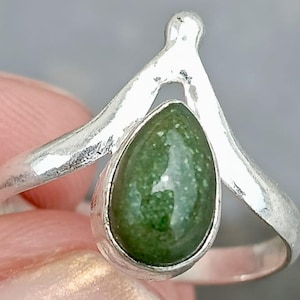 Sterling Silver Aventurine Ring: Gemstone Statement Ring