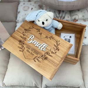 Personalized Wooden Baby Memory Box: Keepsake Storage with Small Boxes