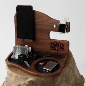 Cell phone stand,Watch stand,Cell phone holder,Night stand valet,Iphone stand wood,Charger station, Phone Dock Station