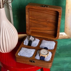 Wood watch box, personalized watch case, wooden watch holder, gift for him, watch organizer, walnut oak ash, men&#39;s storage box
