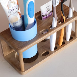 Soporte para pasta de dientes y cepillo de dientes, soporte de madera para cepillo de dientes, soporte de madera para cepillo de dientes de baño, soporte de madera para dos cepillos de dientes, soporte para cepillo de dientes