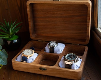 Personalized Wood Watch Organizer - Custom Engraved Watch Box for Men, Rustic Wood Watch Box - Vintage Style Watch Storage for Collectors