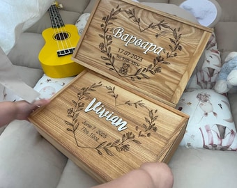Personalized Wooden Baby Memory Box: Keepsake Treasure Chest
