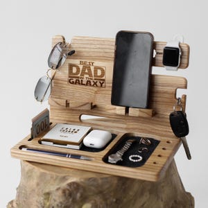 Personalized dock station, Wood docking station, Wooden charging station, Phone and watch stand, Nightstand organizer, Personalized stand