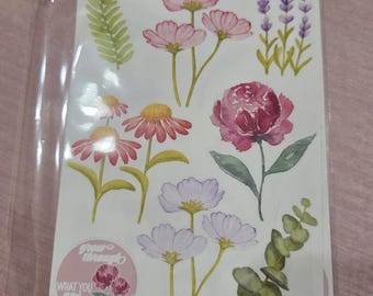 Whimsical Watercolor Garden – Floral Sticker Sheet