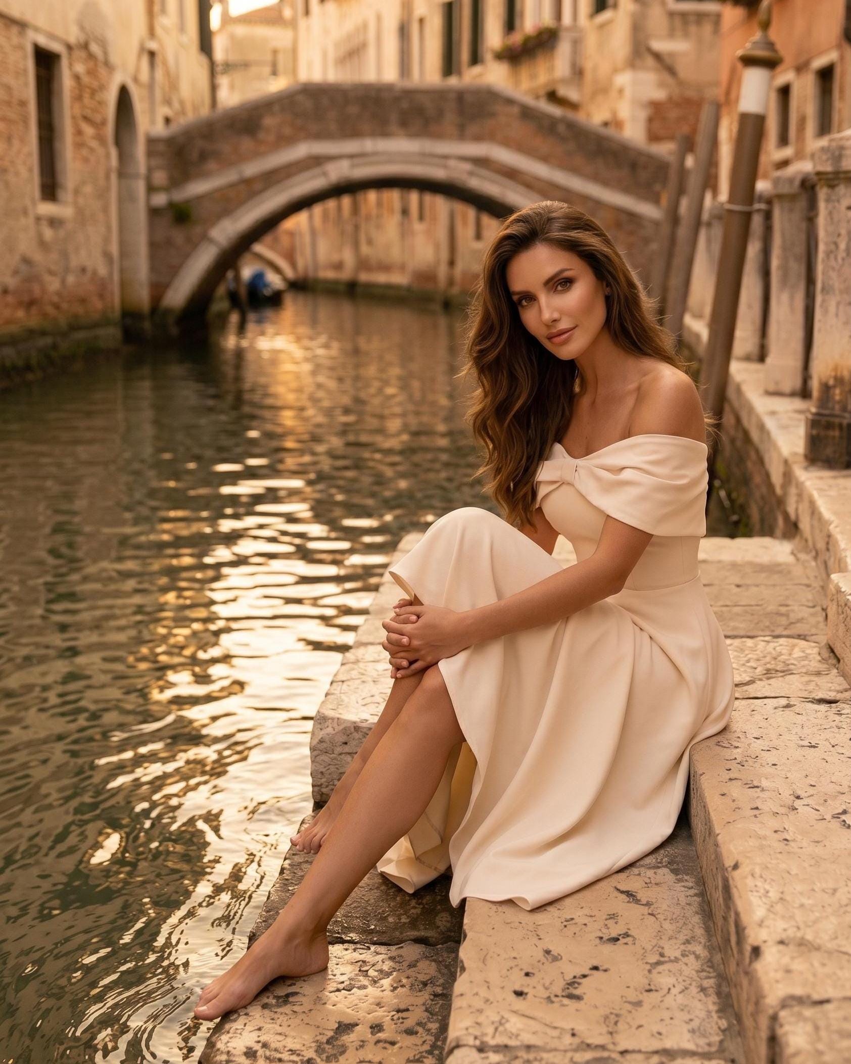 cream fit and flare dress Authentic Cream Crewneck Long Sleeve Fit and Flare Dress