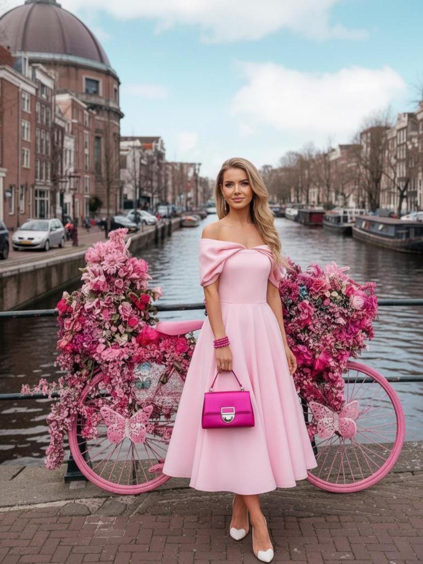 sachin and babi light blue dress Eleni Drape Dress Hot Pink