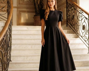 Modern Style Black Taffeta Dress Elegant Loose Fit A Line Shirt Dress - Bridesmaid Wedding Cocktail Party Wear Gown - Cottagecore Dress - Etsy Modern Style Black Taffeta Dress Elegant Loose Fit A Line Shirt Dress - Bridesmaid Wedding Cocktail Party Wear Gown - Cottagecore Dress - Etsy