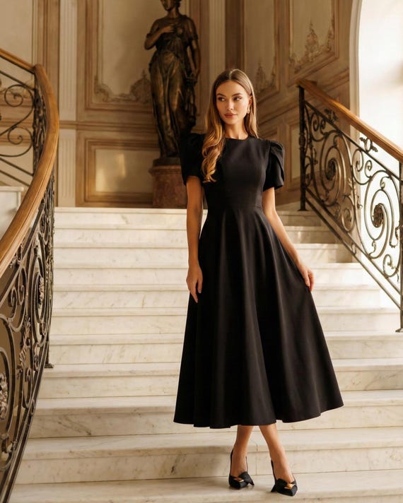 black cocktail dress with sleeves Cotton Poplin Floral Drop Waist Midi Dress | Dresses & Jumpsuits