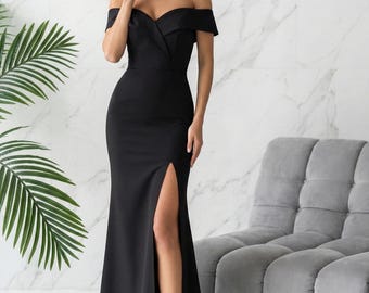 Black Strapless Maxi Gown: Cold Shoulder Formal Dress - Etsy Black Strapless Maxi Gown: Cold Shoulder Formal Dress - Etsy