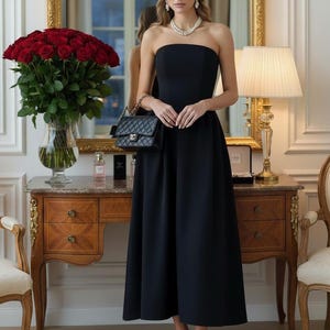dress black strapless Trendy Black Sequin Strapless Sparkly Trumpet Long Prom Dress