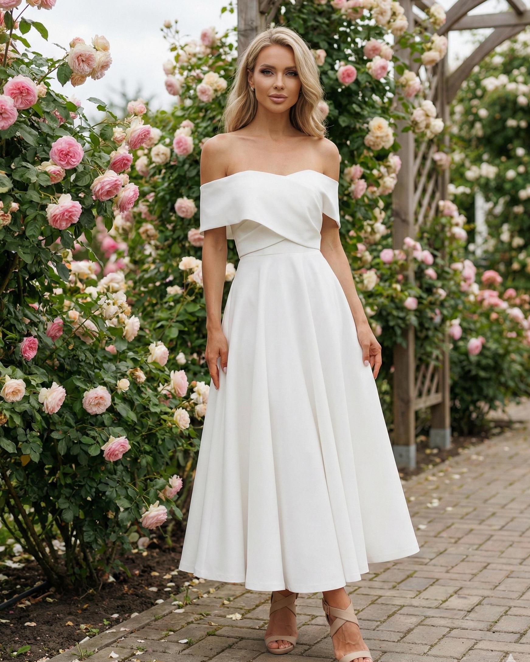 Simple White Wedding Dress Midi - Etsy