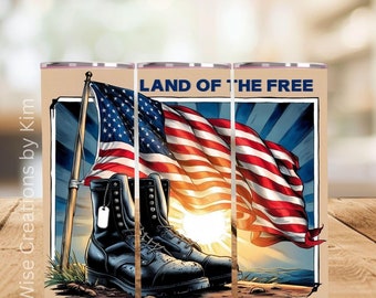 Patriotic Veteran 20oz Tumbler Wrap: Land of the Free (Digital Download)