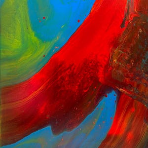 Experimento de Orange Pour #1 - Impressão de arte fina - Arte acrílica psicodélica abstrata - Pintura de derramamento de arte original - Mini impressões 4x6 e tamanho carta
