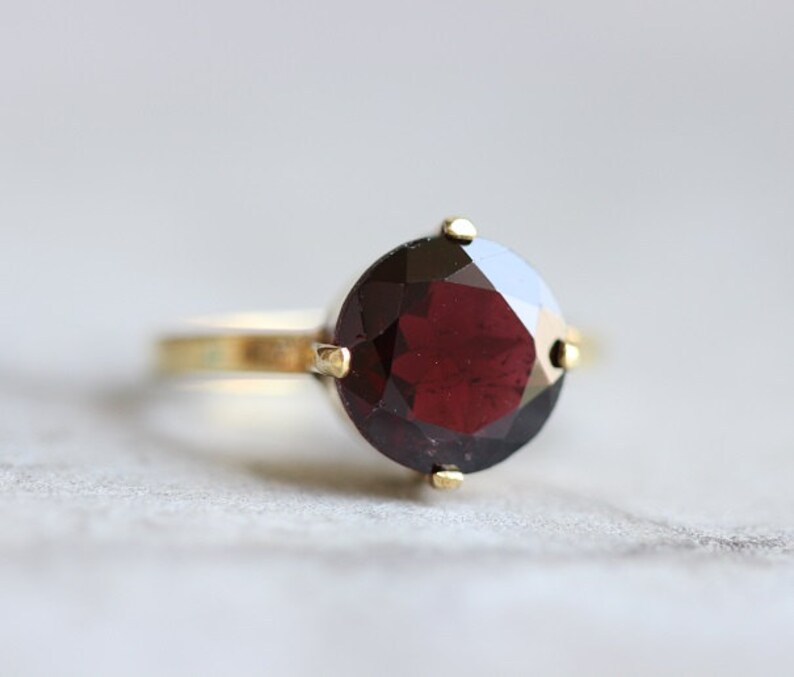 18K Gold Garnet Ring Natural Garnet Ring Engagement Ring | Etsy