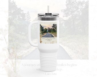 Inspirerande citat isolerad resemugg, 113 cl, natur, stig