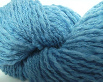 Wool recycled upcycled thrifted reclaimed sky blue thick and thin two-ply yarn - 200 yards - Summer Sky