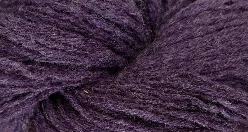 Wool yarn recycled upcycled thrifted reclaimed eco friendly yarn purple yarn heathered yarn 200 yards Majesty image 1