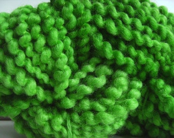 Hand dyed yarn thick and thin yarn coil spun yarn bulky yarn wool yarn bright green - 42 yards - Green Banana