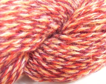 Lambswool recycled upcycled thrifted reclaimed white apricot red purple four-ply yarn - 200 yards - Copperhead