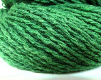 Wool and nylon recycled upcycled thrifted reclaimed green two-ply yarn - 200 yards - Kelly