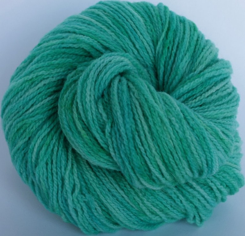 Hand Dyed Merino Wool Yarn Green Blue Aqua Yarn 200 Yards Seafoam Etsy