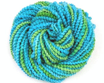 Hand Dyed Wool Yarn Thick and Thin Coil Spun Bulky Ocean - 42 yards