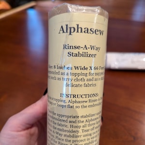 Alphasew Rinse Away Stabilizer -NEW IN PACKAGING