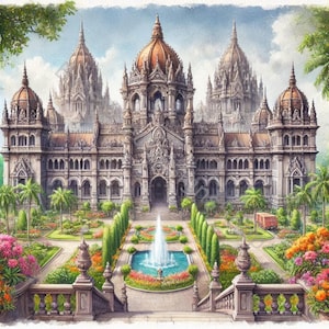 Royal Palace Clip Art Set 10 High Res Watercolor JPGs for Junk Journaling, Scrapbooking, Card Making, Crafts, Digital Download