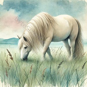 Ensemble de 10 images clipart de rêves de cheval aquarelle haute résolution pour la journalisation indésirable, le scrapbooking, la fabrication de cartes, l'artisanat, le téléchargement numérique