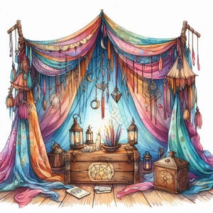 Conjunto de imágenes prediseñadas de carpas bohemias: 10 archivos JPG de acuarela de alta resolución para diarios basura, álbumes de recortes, creación de tarjetas, manualidades y descarga digital.
