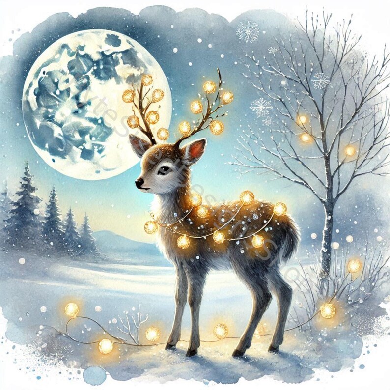 Watercolor Golden Fawn Clip Art: Christmas Deer Jpgs (digital Download ...