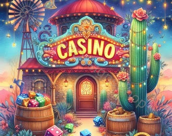 Watercolor Casino Clip Art: High-Res JPGs (Digital Download)