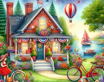Americana Summer Clip Art: Watercolor Patriotic Designs (Digital Download)