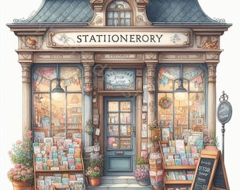 Watercolor Stationery Shop Clip Art: High-Res JPGs (Digital Download)