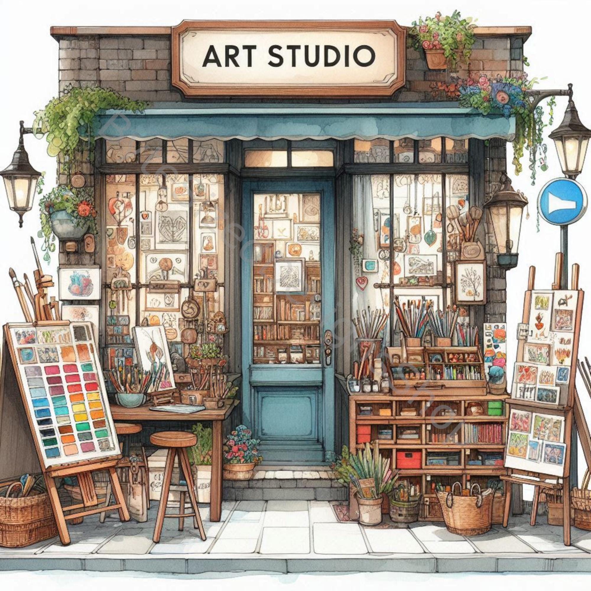 Art Studio Watercolor Clipart: High-res Jpgs (digital Download) - Etsy