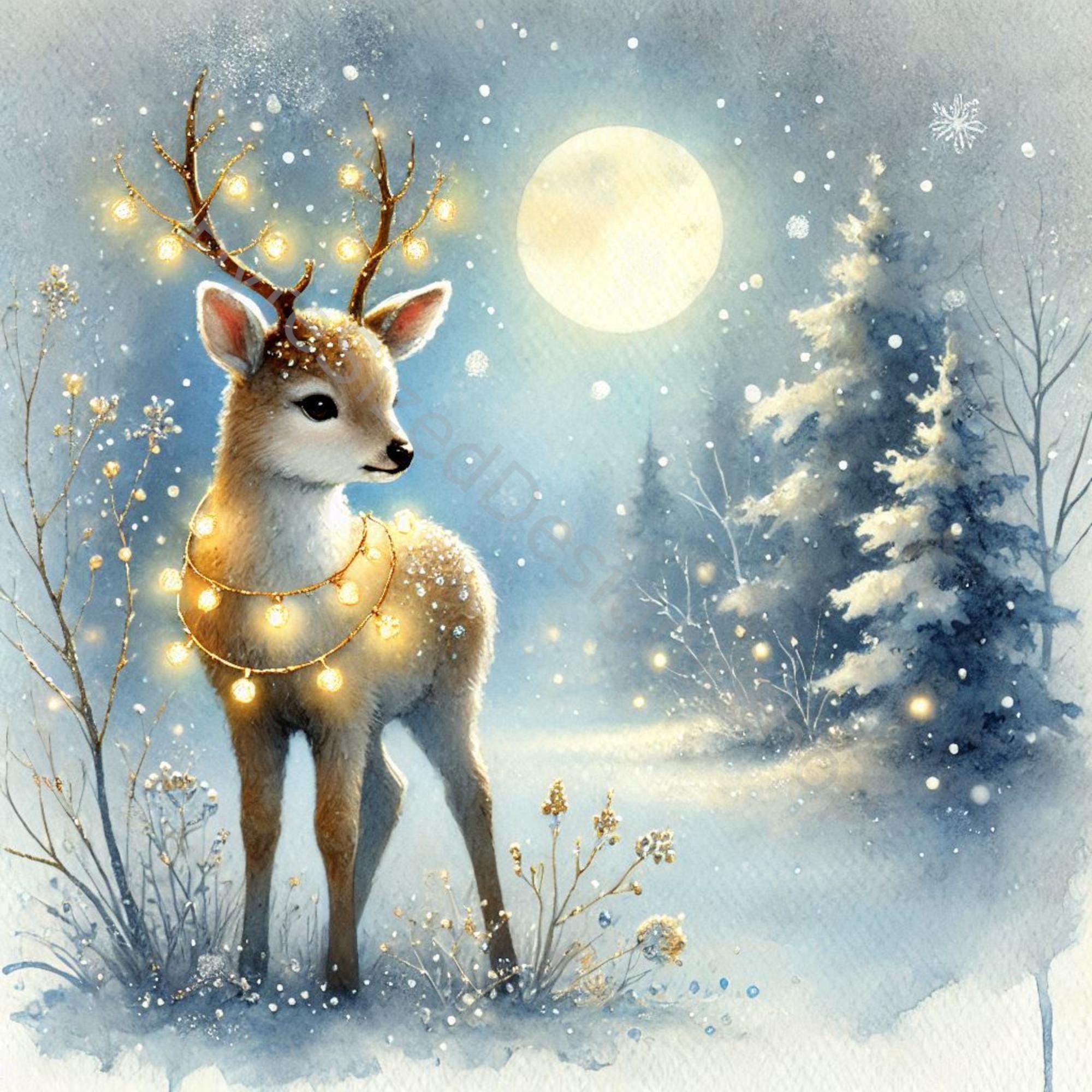 Watercolor Golden Fawn Clip Art: Christmas Deer Jpgs (digital Download ...