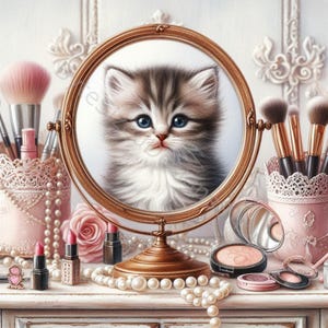 Ensemble de 10 images clipart chaton mignon haute résolution JPG aquarelles pour journal indésirable, scrapbooking, fabrication de cartes, travaux manuels, téléchargement numérique