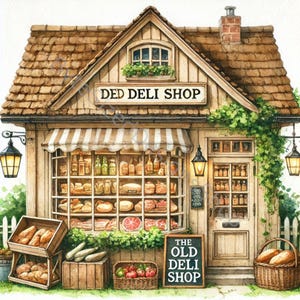 Deli Shop Clip Art, lot de 10 fichiers JPG aquarelle haute résolution pour publipostage, scrapbooking, fabrication de cartes, travaux manuels, téléchargement numérique